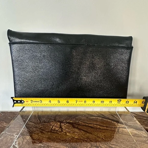 Aqua Metallic Foldover Clutch in Black - Picture 8 of 9